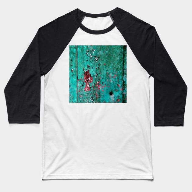 Old wooden door with layers of paint Baseball T-Shirt by WesternExposure